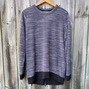 Lou & Grey Hi-Low Zippered Back Grey Sweater